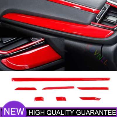 Fit For Honda CRV 2017-2022 Bright Red Car Middle Console Dashboard Strip Trim