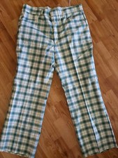 KINGS ROAD MEN'S Plaid PERMA-PREST SEARS PANTS 38x29 Regular D Knit NEW 