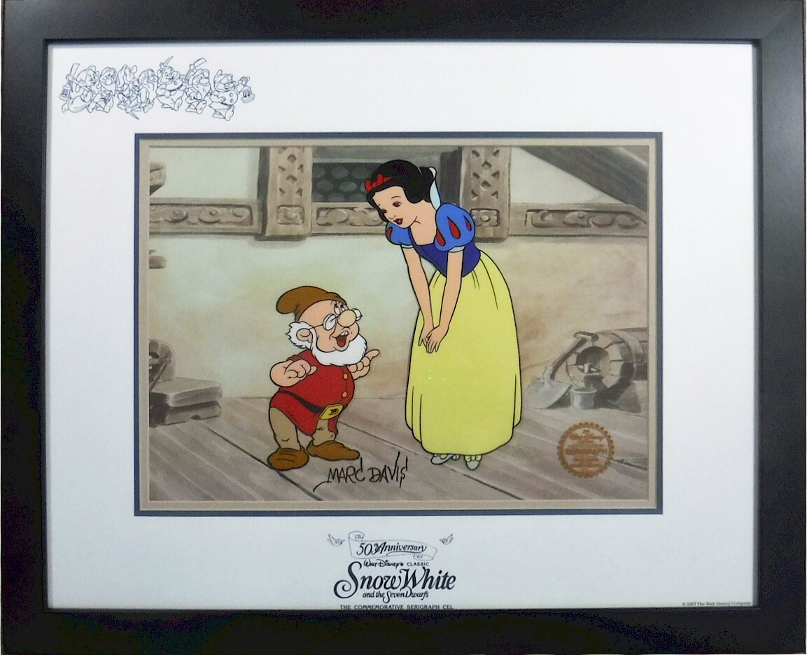 🍎Snow White DOC Sericel cel Signed MARC DAVIS New Frame 50th