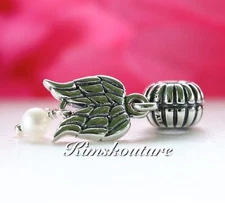 Authentic PANDORA Pendant Guardian Angel, White Pearl Charm 790975P