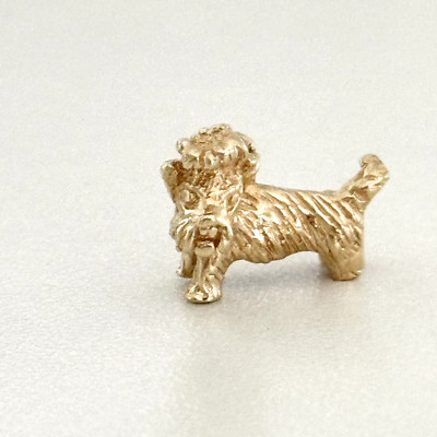 Vintage 14K Yellow Gold Pet Dog Puppy Animal 3D Charm Pendant
