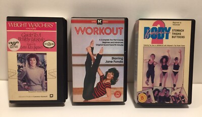 BetaMax Workout Tapes Lot of 3 Jane Fonda Weight Watchers Body Focus 2 Beta Max