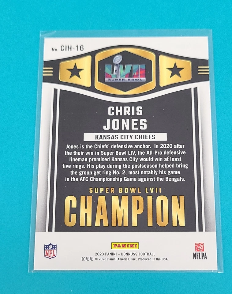 2023 Donruss Champ is Here #CIH-16 Chris Jones KC Chiefs FOOTBALL Card Z - Image 2 of 2