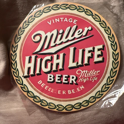 Vintage Miller High Life Beer 8” Round Metal Sign