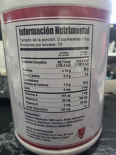 Hydrolized Colagen Hibiscus/Jamaica Colageno Hidrolizado 1.1 Kg ( High Supreme) - Picture 5 of 8