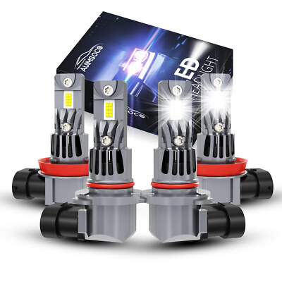 4x H11 + 9005 LED Headlight Bulb Combo Kit - 10000K Xenon White High/Low Beam 7 thumbnail image