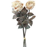 Deko Rosen Cremeweiß 3Er Set KüNstliche Blumendeko Antikoptik Seidenblumen