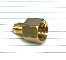Brass Adapter, 3/8" NPTFM x 1/4" Male Flare, Part# 10230, Pipe to Flare Adapter
