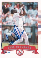 JOSE OFFERMAN SIGNED AUTO'D 2002 FLEER CARD #66 RED SOX LA DODGERS ROYALS