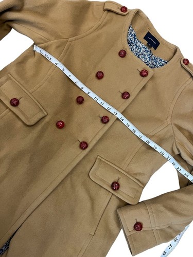 LANDS’END Wool Cashmere Blend Double Breasted Tan Winter Pea Coat 14 - Picture 6 of 9