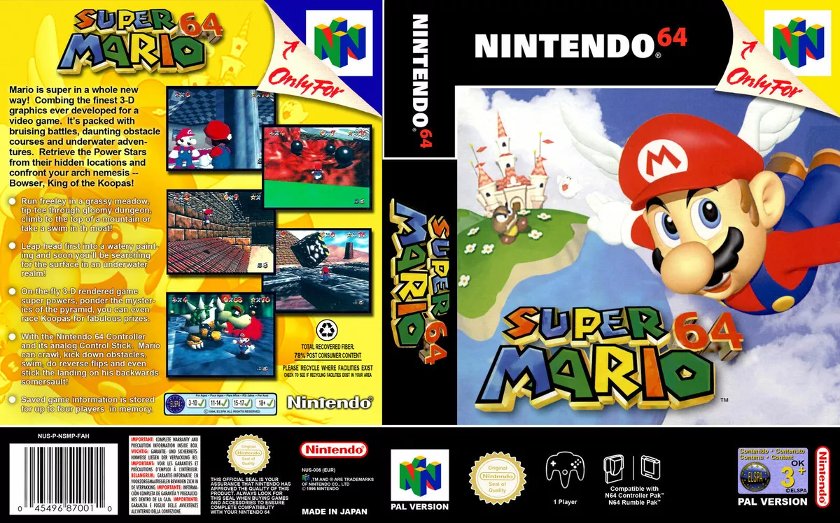 Super Mario 64 N64 Replacement Cover Insert Art Work Only eBay
