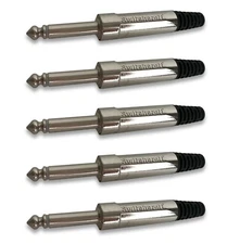 (5 Pack) Switchcraft 280F 1/4 inch 2 Conductor TS Plug with Rubber Flex Relief