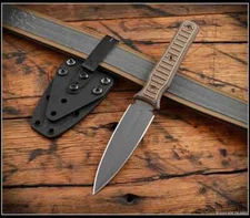 RMJ Tactical Knife Orlando Special Nitro-V Tungsten Finish Hyena Brown G10