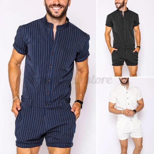 Mens Short Sleeve Cargo Striped 