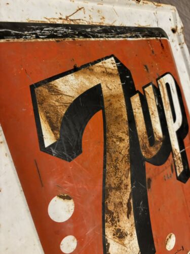7 UP Embossed Metal Sign 7up Soda Pop Vintage Steel 1960s Stout Co ~St. Louis MO - Picture 12 of 22
