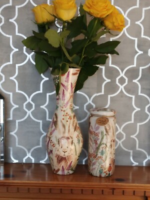 Vase Osterhase & passende Vorratsdose. Upcycling handverziert Unikat   Geschenk