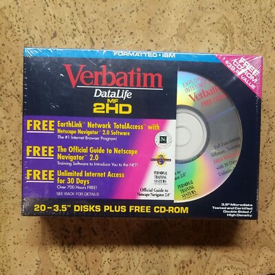 Verbatim Datalife MF 2HD 3.5  Disks (19) w/Free CD-ROM