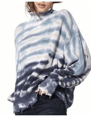 Young Fabulous & Broke Cameron Oversized Distressed Sweater Blue Horizon Wash ML