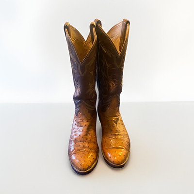 VTG Tony Lama El Rey full quill ostrich western boots mens size 9 D