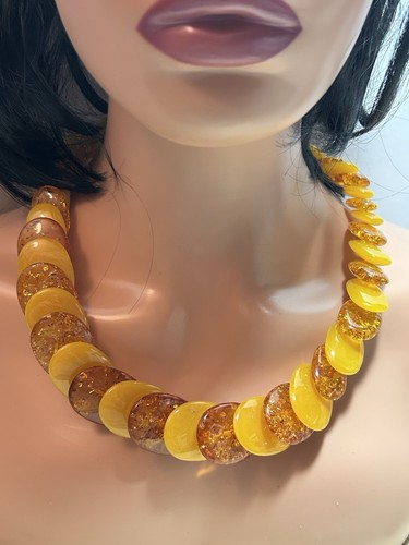 Collana vintage MCM Baltico polacco butterscotch tuorlo d'uovo miele ambra 23,5" 134 g - Foto 1 di 18