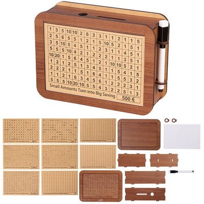 infactory Motivations- & Ziel-Spardose aus Holz mit Stickern und Markern