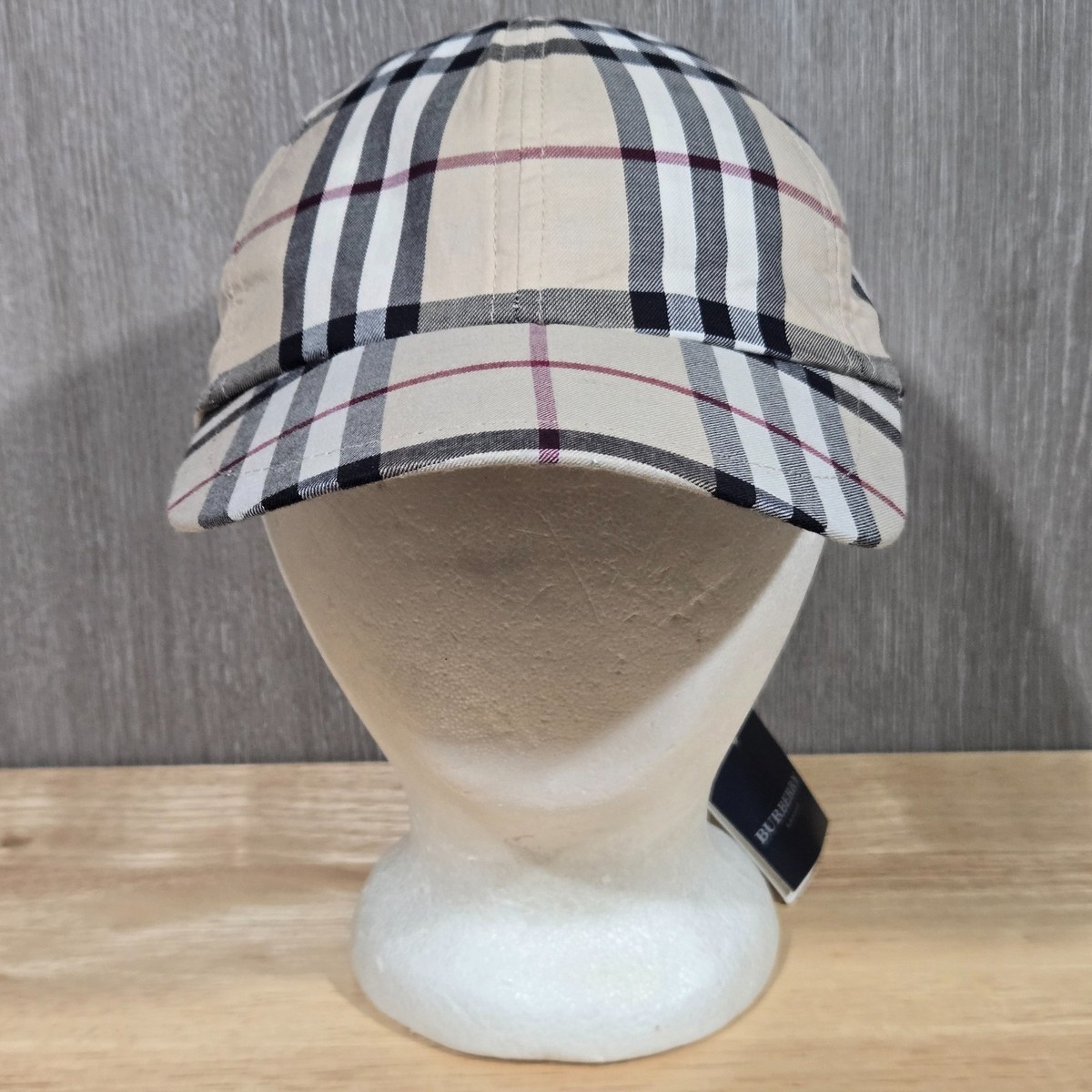Burberry London Nova Check Ball Cap Snapback Hat Beige Plaid Made