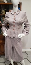 Vintage 1940s Metallic Soutache Grey Knit Skirt Suit Set Md