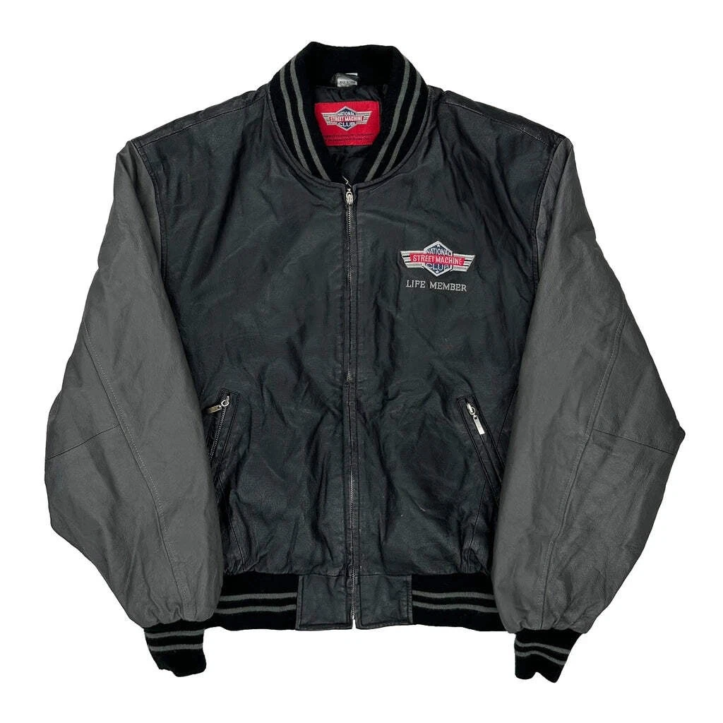 Street Machine Graphic Bomber Jacket - Medium Black Polyester