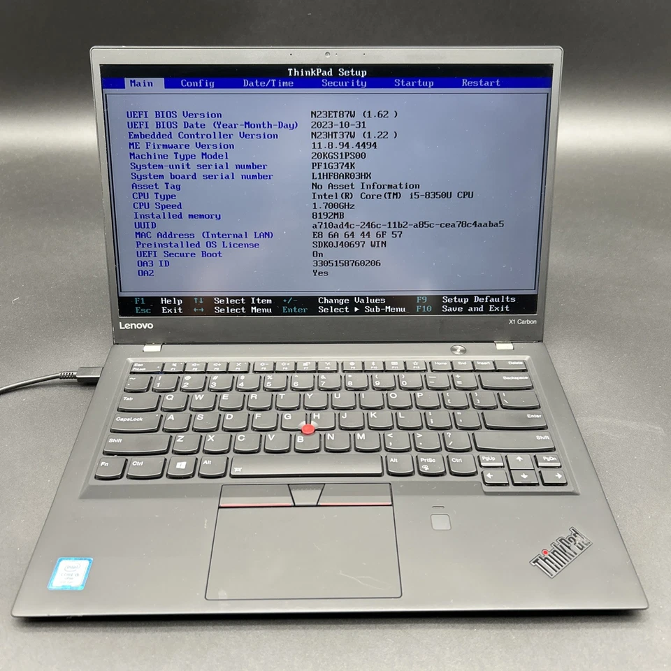 Lenovo ThinkPad X1 Carbon - 6th Gen 14" i5-8350u - 8gb RAM 512gb - Win 11 - Read - Image 3 of 4