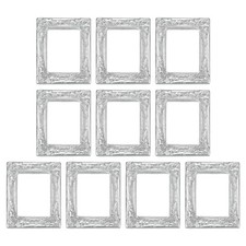 10Pcs Mini Vintage Frames 1.5 x 1.2" Resin Tiny Picture Frames Silver