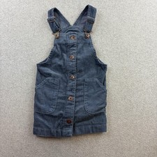 OshKosh B'gosh Overall Dress Girls 3T Blue Corduroy Button Front Pockets
