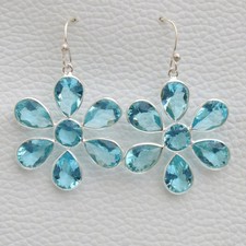 4.50Ct Pear Cut Simulated Blue Topaz Drop/Dangle Earrings 14K White Gold Plated