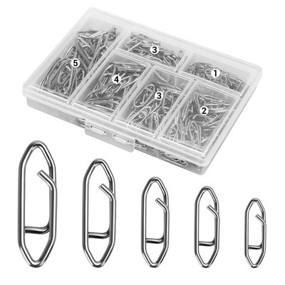 300Pcs Fishing Swivels in 5 Sizes, Fishing Speed Clips for Fishing Lures with