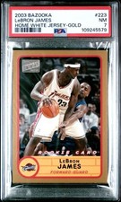 PSA 7 - 2003 Bazooka LEBRON JAMES RC Home White Jersey Gold #223 (5579)