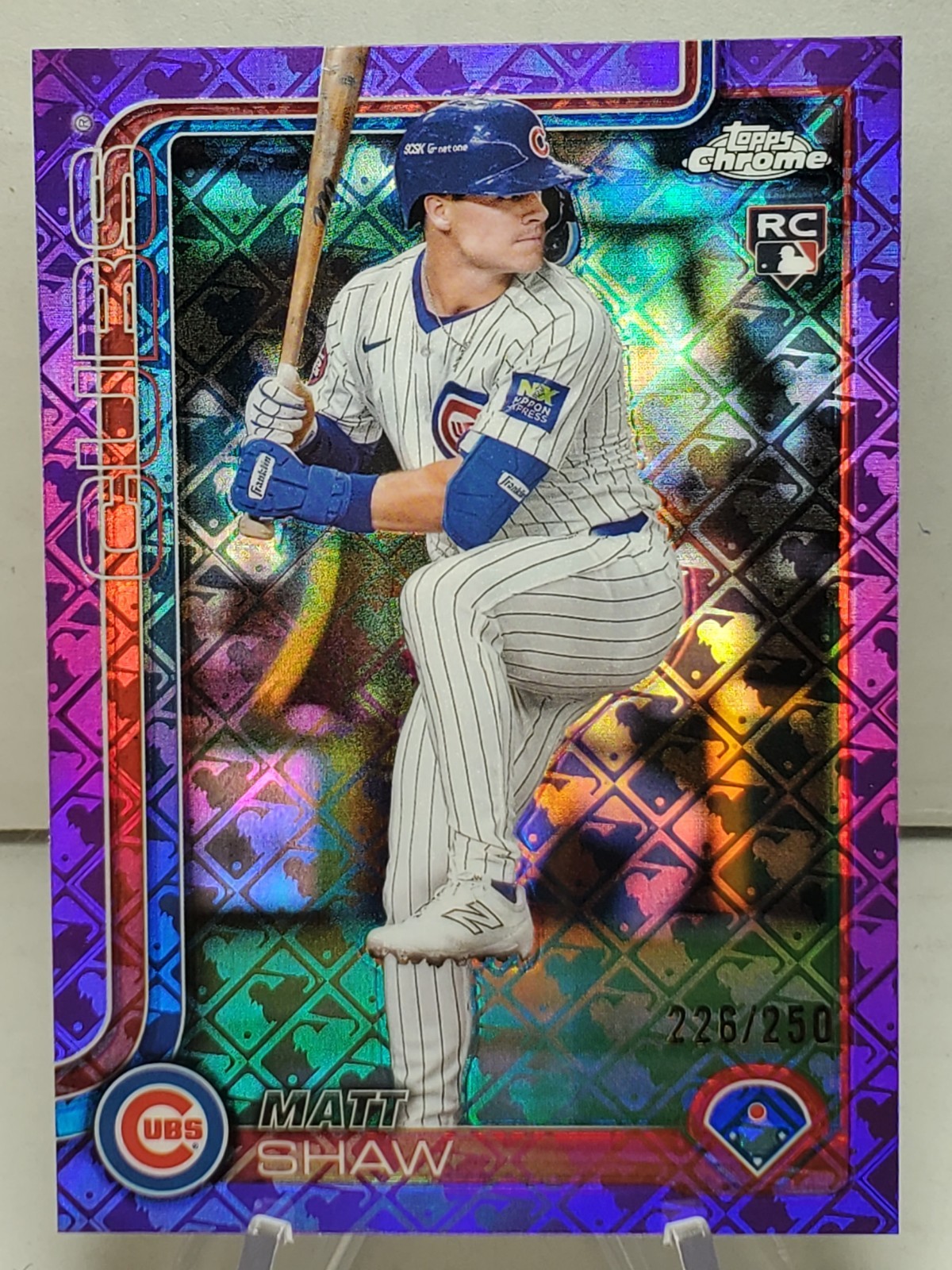 2025 Topps Chrome Logofractor Matt Shaw RC #219 Cubs Purple Refractor #d /250