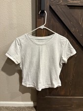 Grey cropped cotton t-shirt in a size L croptop summer