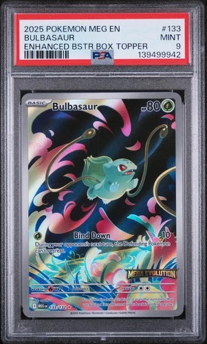 2025 POKEMON MEG EN-MEGA EVOLUTION ENHANCED BOOSTER BOX TOPPER BULBASAUR PSA 9
