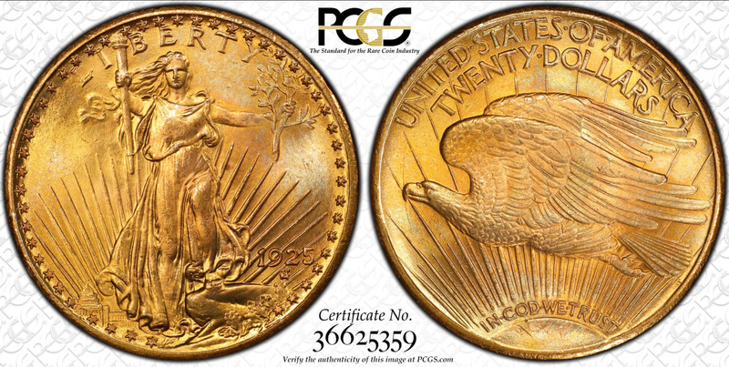 1925 PCGS MS66+ Saint Gaudens Double Eagle