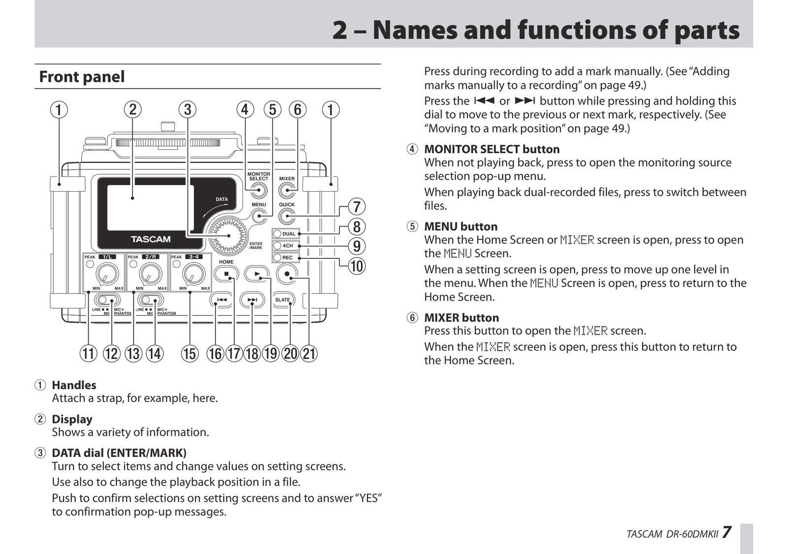 Tascam DR-60DMK II — Reference Manual User Guide — 89 Pages — USA Made