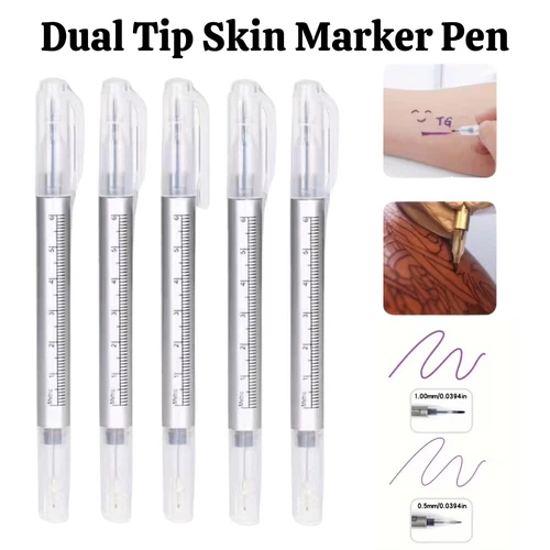 2PCS/5PCS/10PCS Set Skin Marking Pens Dual Tip with Ruler Outline Work Purple - product listing photo