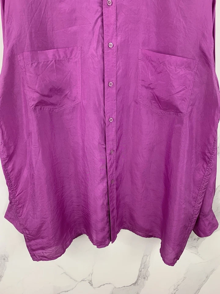 Camisa De Colección C&A Nueva Rosa Rápida 100% Seda Talla 43/44 XL Para Mujer Foto 3 de 4