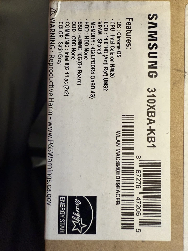 Samsung Chromebook 4 11.6" Intel Celeron XE310XBA Chrome OS - NUEVO EN CAJA Foto 3 de 3