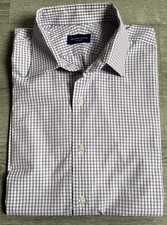 Proper Cloth Men  s Purple White Check Long Sleeve Cotton Dress Shirt Sz 15