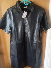 Max Studio Midi Dress Black Faux Leather, Brand New