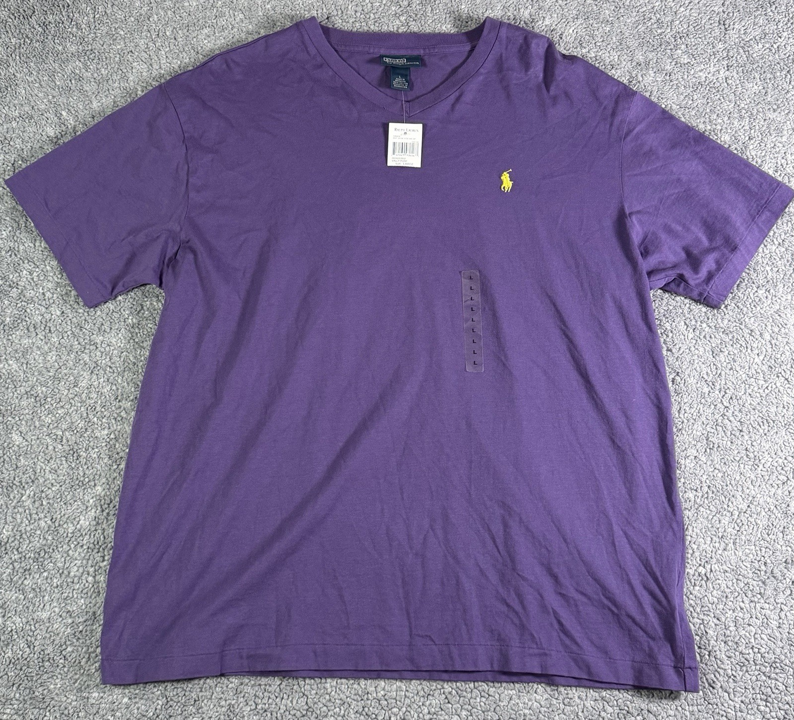 VTG Polo Ralph Lauren T-Shirt Mens Large Purple V Neck 90