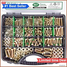 Bolt Assortment Kit 907pcs Grade 8.8 M4 M5 M6 M8 Hex Nuts Washers Yellow Zinc