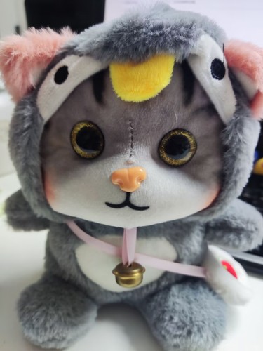 Cute Cat Plush Pillow Stuffed Animal Doll Soft Cushion Kids Gifts Grey 20cm - Picture 3 of 3