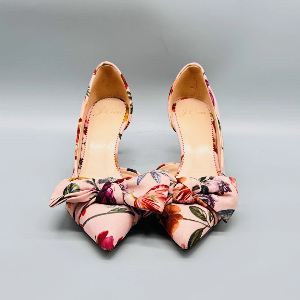 Zapatos de salón J Crew para mujer 5,5 rosa estampado floral punta con lazo sin cordones Foto 3 de 4