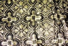 Black Gold Metallic Brocade Fabric Cross Religious Renaissance Gothic Church 49"