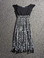 Didier Parakian Dress Small Black White Floral Embroidered Midi Made In Italy